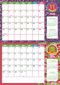 2020年11・12月｜シンプルカレンダー(横2ヶ月/A4)