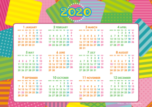 2020年シンプルカレンダー(年間・よこ/A4)
