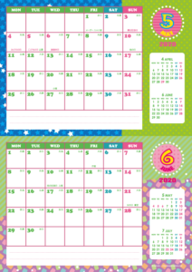 2020年5・6月｜シンプルカレンダー(横2ヶ月/A4)