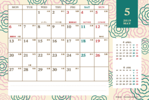2019年5月｜レトロモダンカレンダー(横1ヶ月/ポストカード)