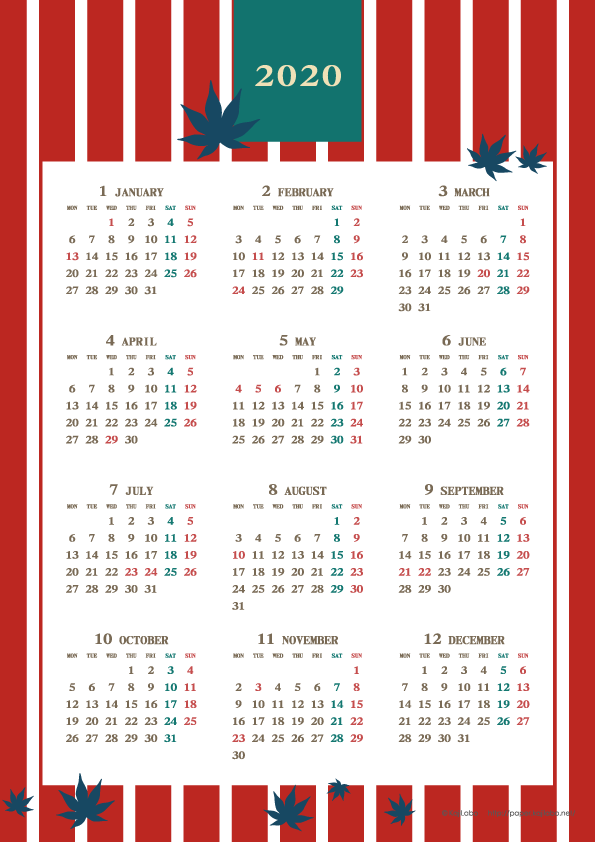 年レトロモダンカレンダー 年間カレンダー Upしました かわいいカレンダー やペーパーグッズを無料でダウンロードサイト Kajilabo Paper カジラボ ペーパー