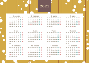 2021年レトロモダンカレンダー(年間・よこ/A4)