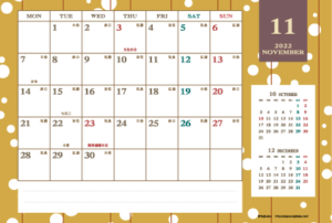 2022年11月｜レトロモダンカレンダー(横1ヶ月/ポストカード)