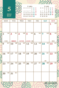 2022年5月｜レトロモダンカレンダー(縦1ヶ月/ポストカード)