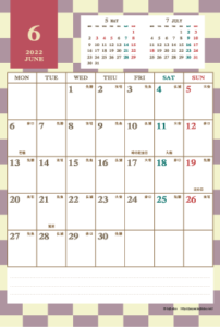 2022年6月｜レトロモダンカレンダー(縦1ヶ月/ポストカード)
