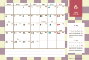 2022年6月｜レトロモダンカレンダー(横1ヶ月/ポストカード)