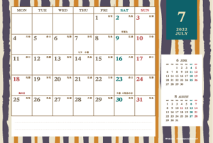 2022年7月｜レトロモダンカレンダー(横1ヶ月/ポストカード)