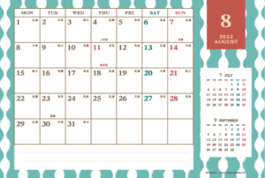 2022年8月｜レトロモダンカレンダー(横1ヶ月/ポストカード)