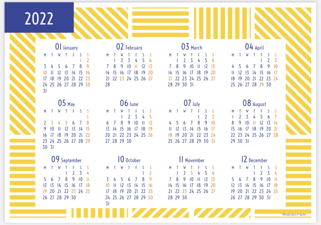 ツートーンカレンダー（横型年間カレンダー）